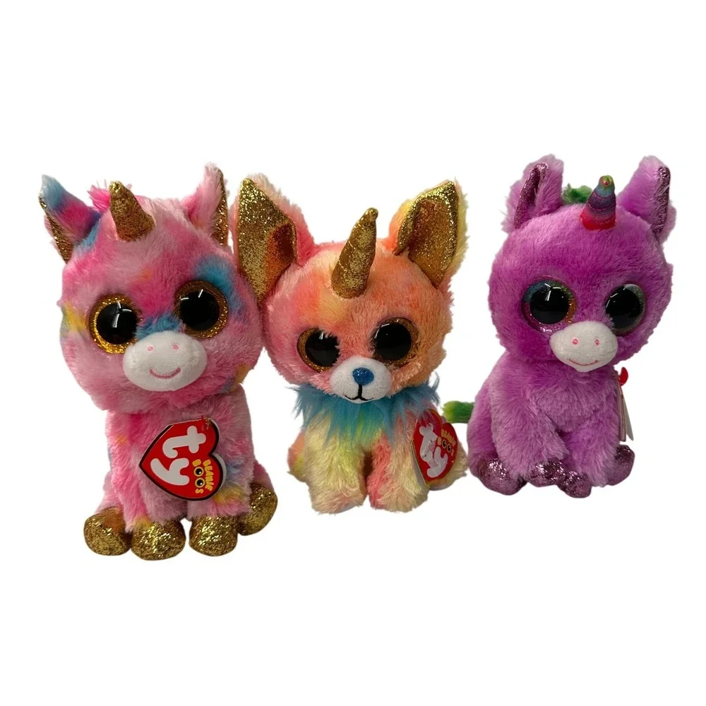 Ty Beanie Boos Plush Fantasia Yips Rosette Unicorn Chihuahua 6in Lot 3 Kids Toy